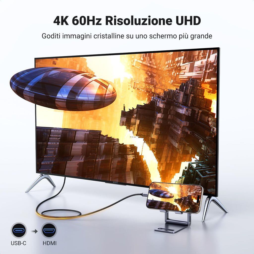 UGREEN USB C to HDMI Cable 4K@60Hz UHD Type C 3.0 HDMI Unidirectional 1M