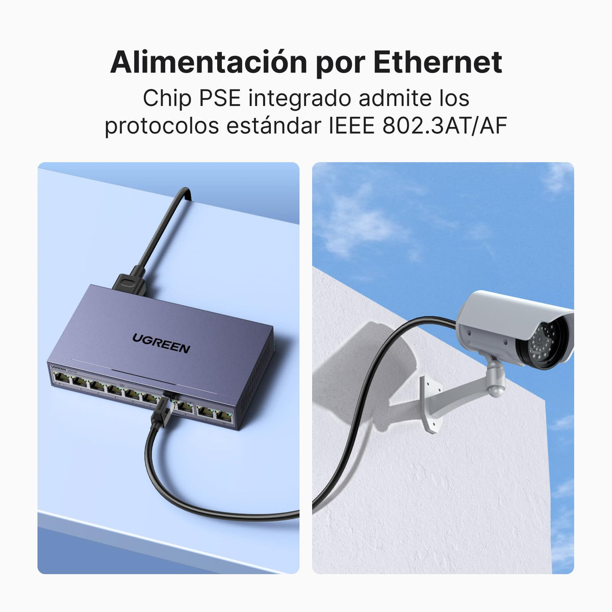 UGREEN 10 Gigabit Ethernet Switch Ports with 8 PoE + 2 Gigabit-Uplink 60W