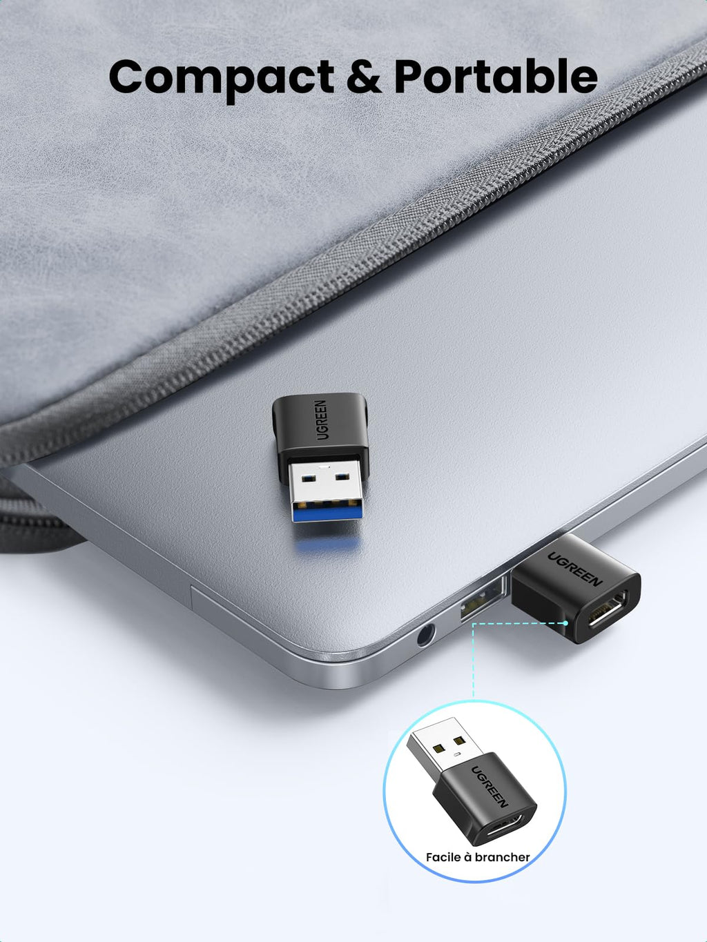UGREEN USB to USB C 3.2 10Gbps Type C to Type A Adapter (Pack of 3)