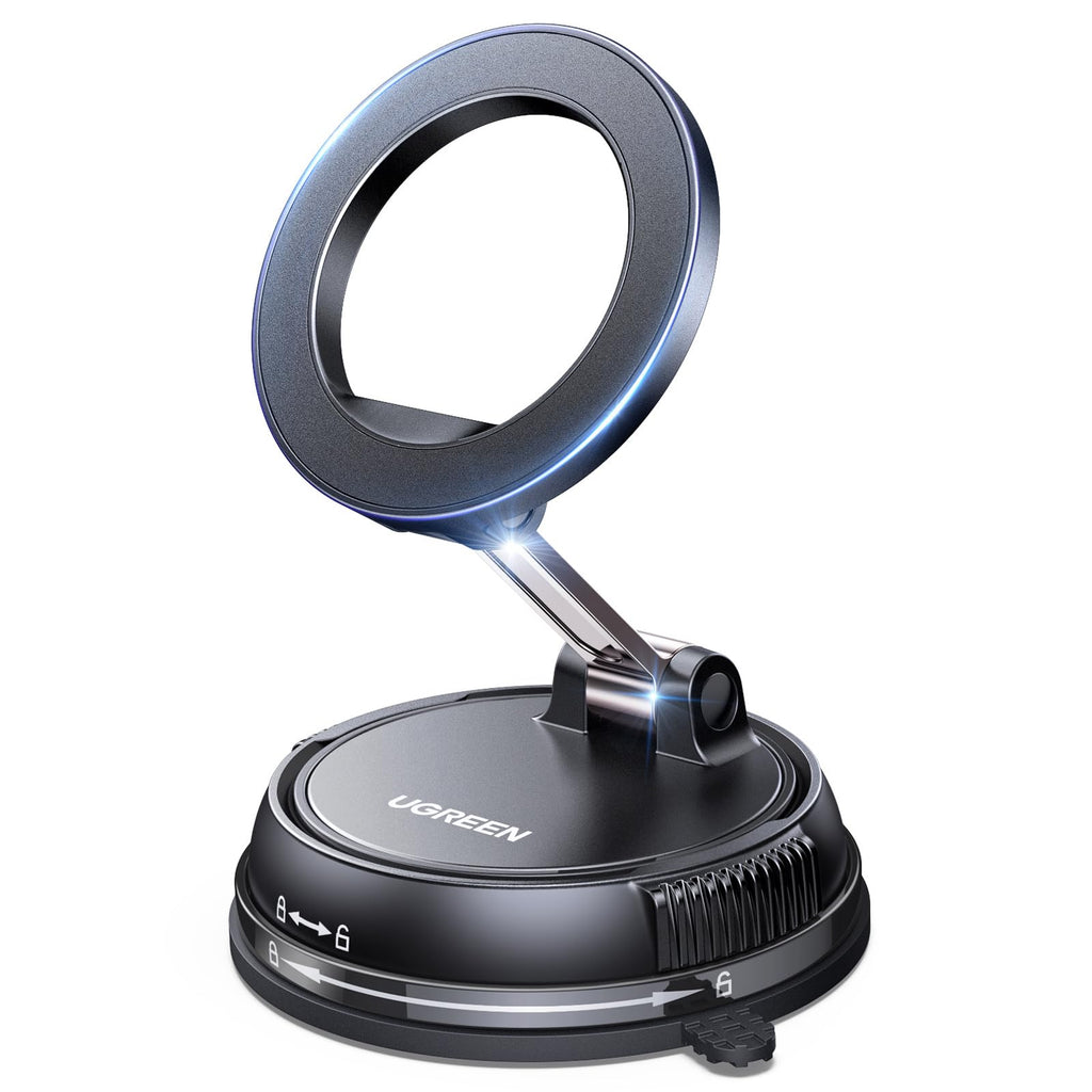 UGREEN MagSafe 2 in 1 Mobile Car Mount with Suction Cup and Adhesive Base, Telemovel 360° Rotating Car Mount for i17/17 Air/17 Pro/17 Pro Max/15/14, for Dashboard or Windshield, Black
