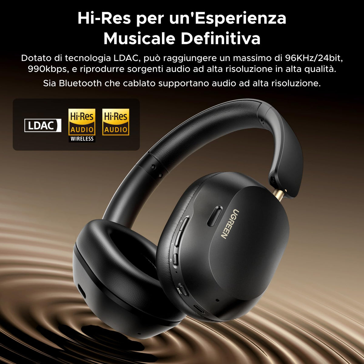 UGREEN HiTune Max5c Bluetooth Headphones Over-Ear ANC Adaptive 43dB Hi Res