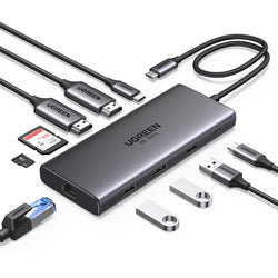 UGREEN Revodok Pro 210 USB C Hub 10 in 1 Docking Station Dual Display | 2 HDMI, Single 8K30Hz, Dual 4K60Hz, Gigabit Ethernet, PD Charging 100W, 5Gbps, 3A1C, SD TF, Compatible with MacBook Pro Air