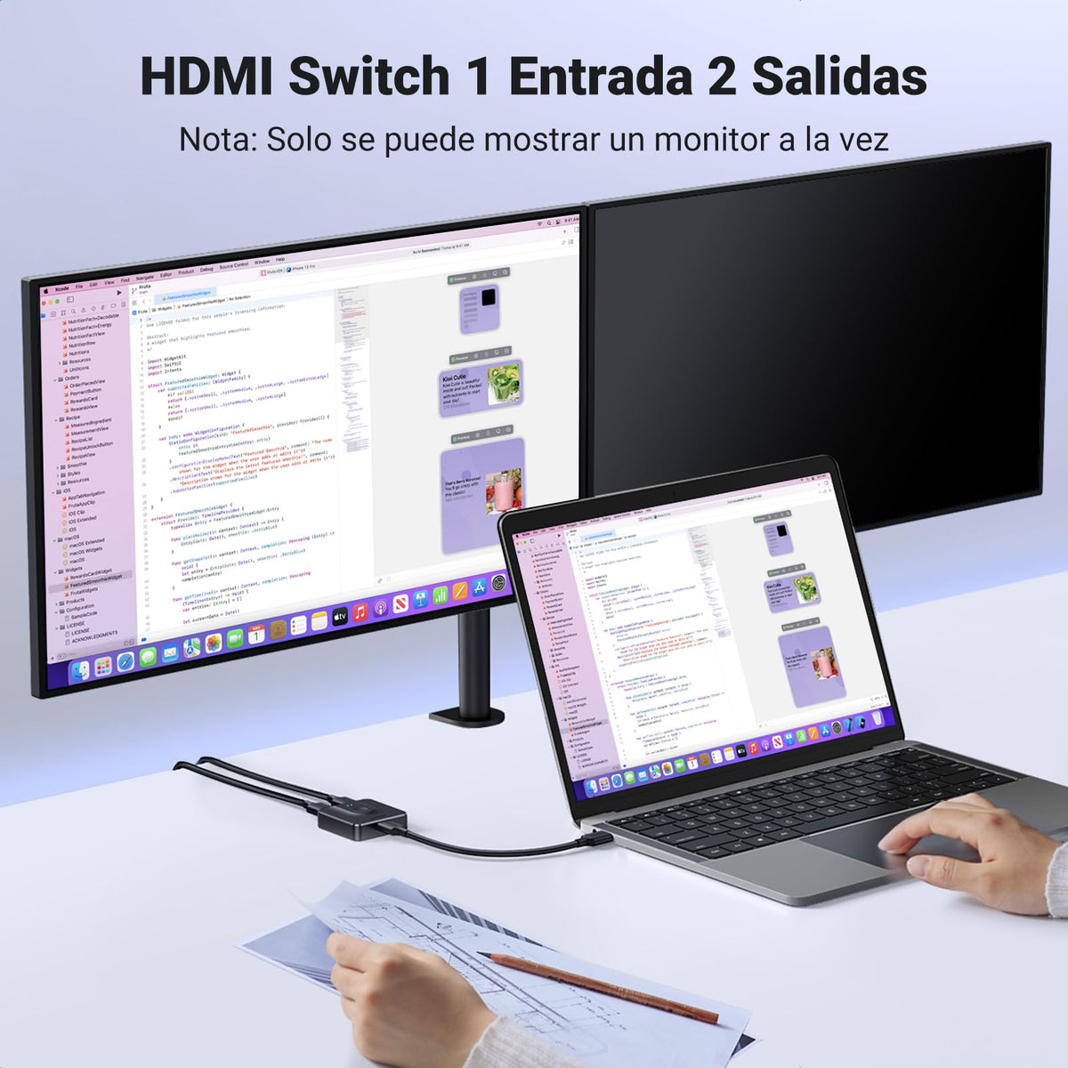 UGREEN Switch HDMI 2.0 4K 60Hz 2 Inputs 1 Output Commutator Bidirectional