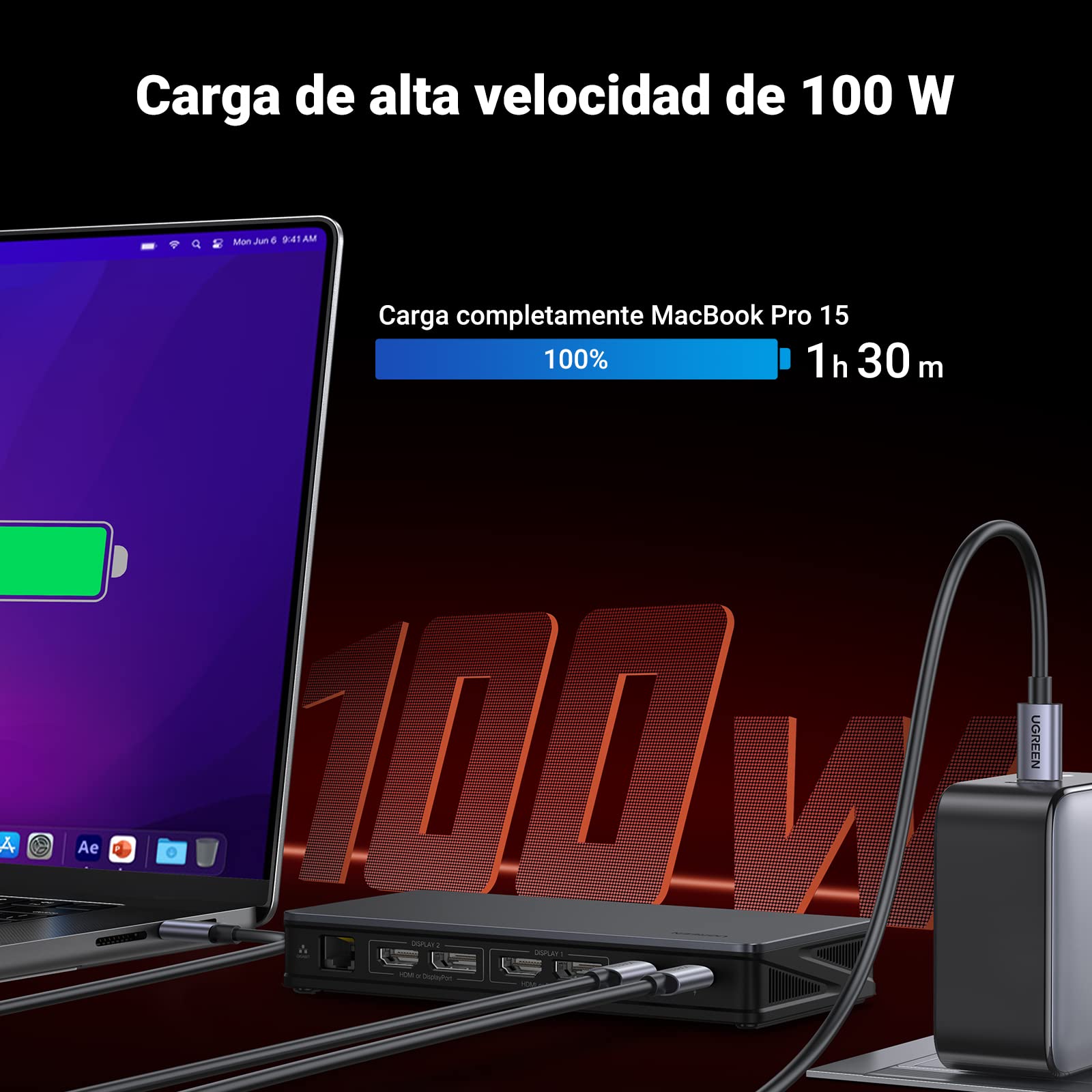 UGREEN Revodok Pro 209 USB C Hub DisplayLink Docking Station Dual Display | 9 in 1, 10Gbps, 2 HDMI 2 DP, 4K60Hz, PD Charging 100W, 2A1C, Gigabit Ethernet, Compatible with MacBook Pro Air M4 M3 M2 M1