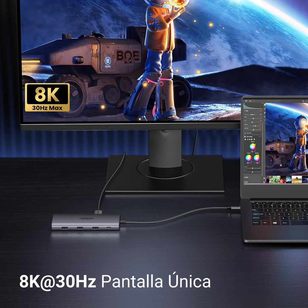 UGREEN Revodok Pro 210 USB C Hub 10 in 1 Docking Station Dual Display | 2 HDMI, Single 8K30Hz, Dual 4K60Hz, Gigabit Ethernet, PD Charging 100W, 5Gbps, 3A1C, SD TF, Compatible with MacBook Pro Air