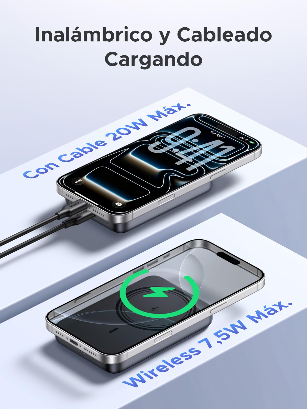 UGREEN Zapix Power Bank Magsafe 10000mAh External Battery Wireless PD 20W | Quick Charge 20W PD QC 3.0, Magnetic Portable Charger Compatible with iPhone 17 16 15 14 13 12 Air Plus Pro Max