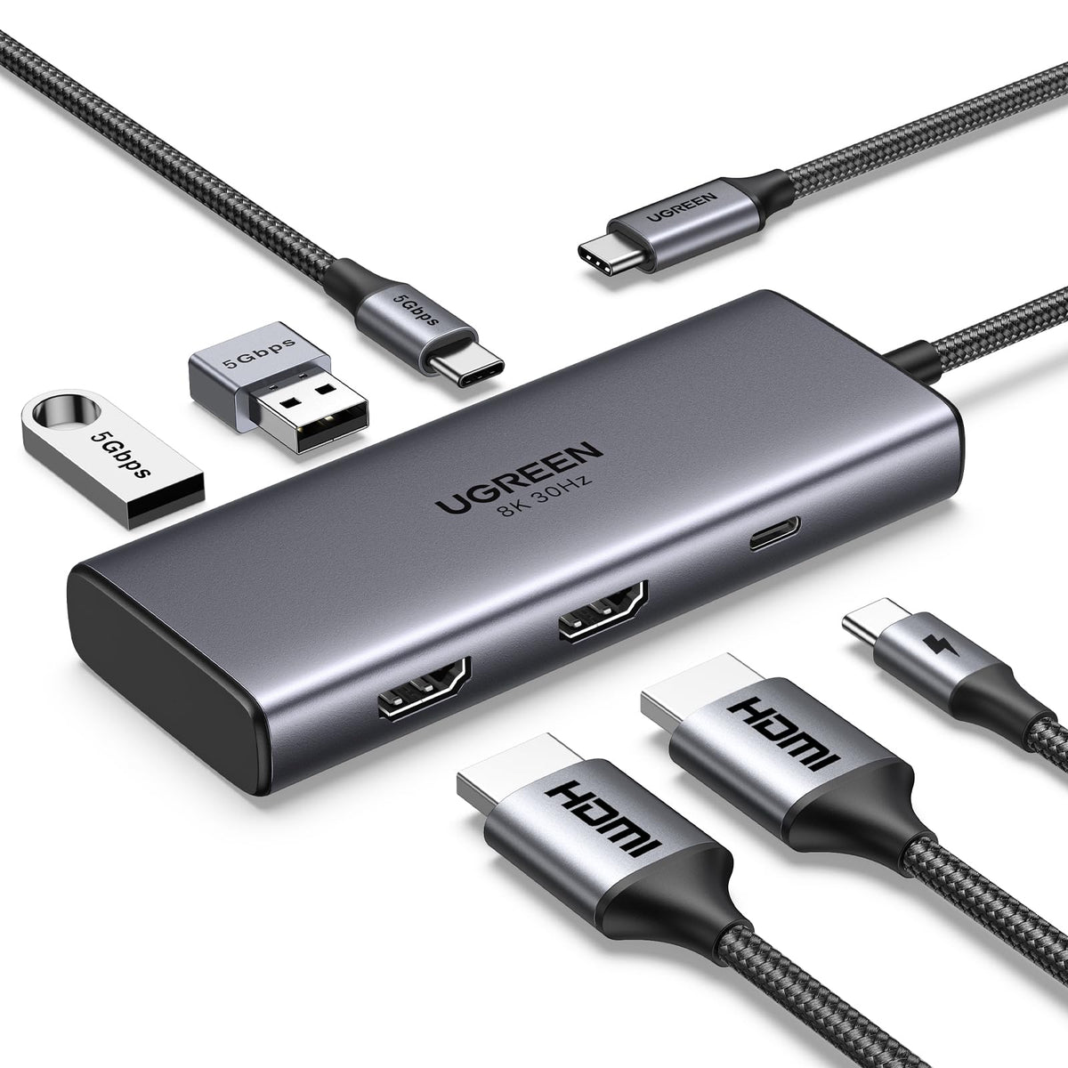 UGREEN Revodok 206 USB C Hub 6 in 1 Docking Station Dual Display