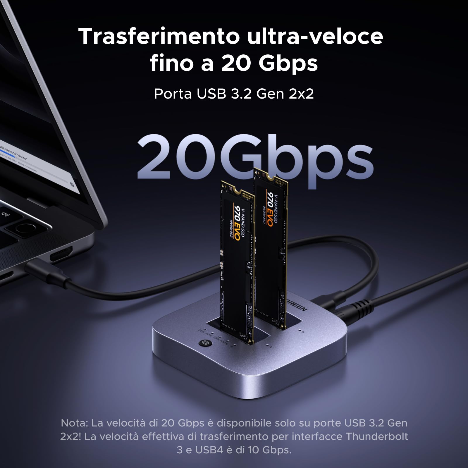 UGREEN M.2 NVMe 20Gbps USB 3.2 Gen 2 Docking Station