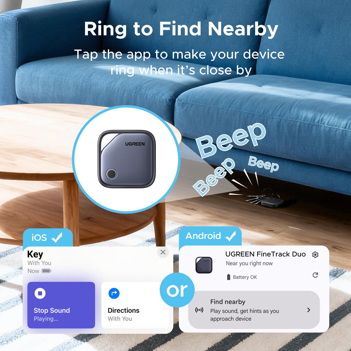 UGREEN FineTrack Duo Support iOS Find My or Android Find Hub 4 Pieces