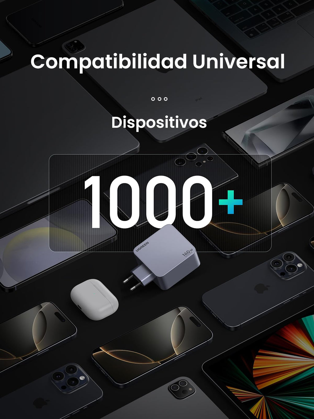 UGREEN Nexode Pro USB C Charger 160W Quick Charge GAN PD3.1 | 4 Ports PPS 45W Compatible with MacBook Pro iPad Galaxy S26 iPhone 17 Pro Max Air 16 15 14 iPad