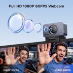 UGREEN 1080P/60fps Full HD Webcam for PC/Laptop/Mac, Smoother Visuals | Auto Light Correction, Fixed Focus, Noise Cancelling Mics, Built-in Privacy Cover, USB Web Cam for Teams, Google Meet, Zoom