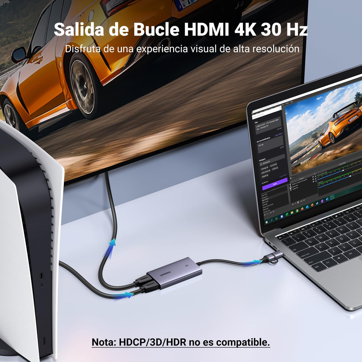 UGREEN Capturadora Video HDMI 4K30Hz 1080P HD 60FPS Input USB A C Capture