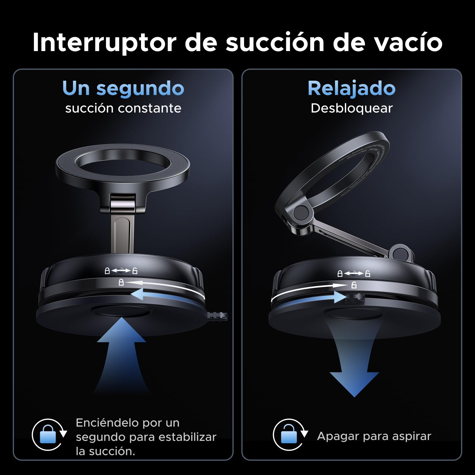 UGREEN MagSafe 2 in 1 Mobile Car Mount with Suction Cup and Adhesive Base, Telemovel 360° Rotating Car Mount for i17/17 Air/17 Pro/17 Pro Max/15/14, for Dashboard or Windshield, Black