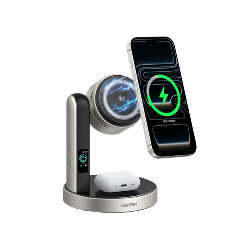 Magnetický bezdrátový nabíjecí stojánek UGREEN MagFlow Pro (3 v 1, Qi2 25 W)