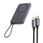 UGREEN MagFlow Air magnetisk powerbank (10000mAh, Qi2 15W) og 60W USB-C-kabler