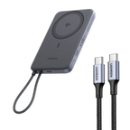 UGREEN MagFlow Air Magnetic Power Bank (10000mAh, Qi2 15W) & 100W USB-C Cables（1M）