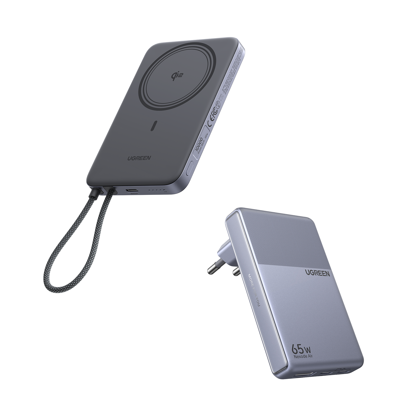 UGREEN MagFlow Air Power Bank & Nexode Air Charger Bundle (5,000mAh / 10,000mAh, Qi2 15W, 65W GaN)