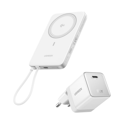 UGREEN MagFlow Air Power Bank & Nexode Air Charger Bundle (5,000mAh / 10,000mAh, Qi2 15W, 65W GaN)