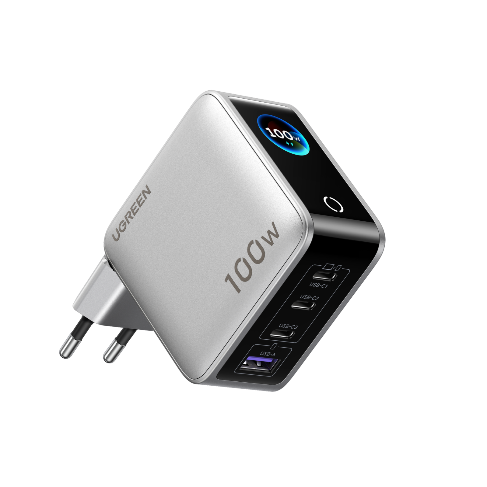 Carregador UGREEN Nexode Pro com ecrã inteligente (100W, 4 portas, GaN)
