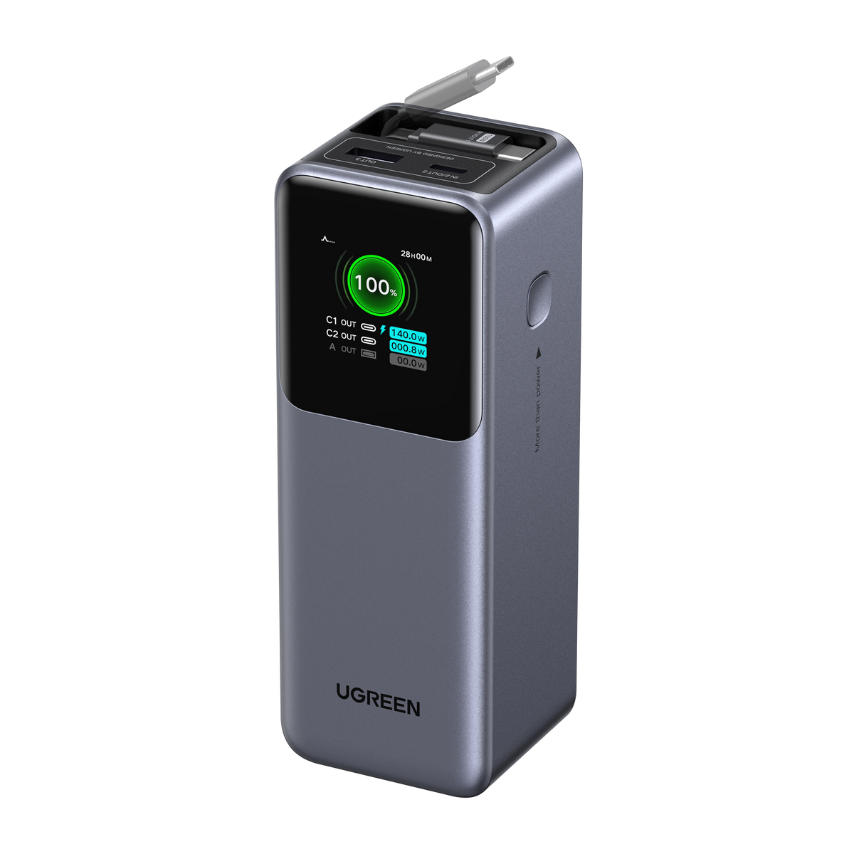 UGREEN Nexode Power Bank 20000mAh 165W with Retractable USB-C Cable