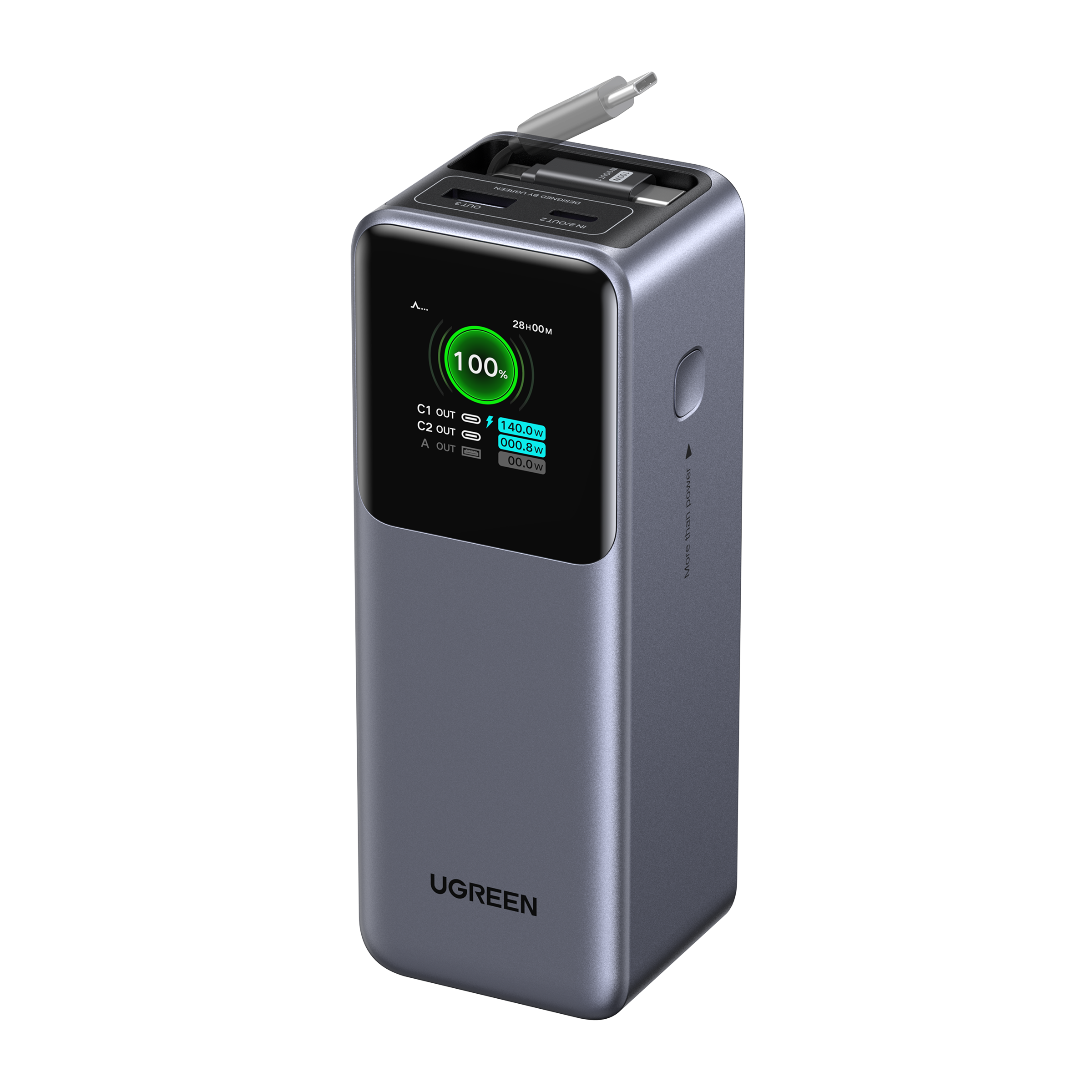 UGREEN Nexode Power Bank 20000mAh 165W with Retractable USB-C Cable