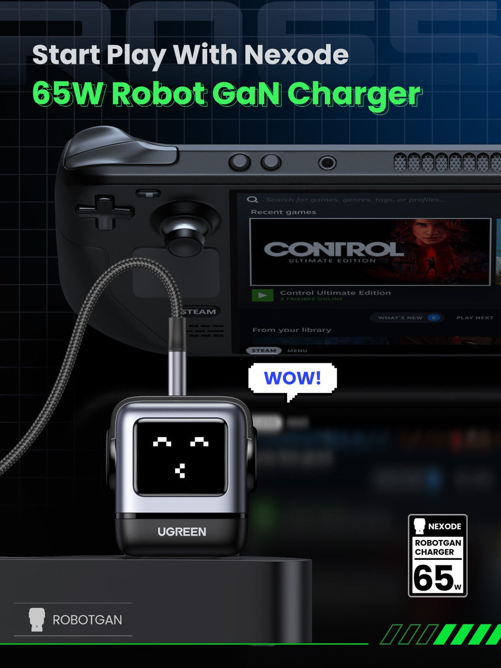 Nexode RG 65W GaN Charger (Black) - UGREEN