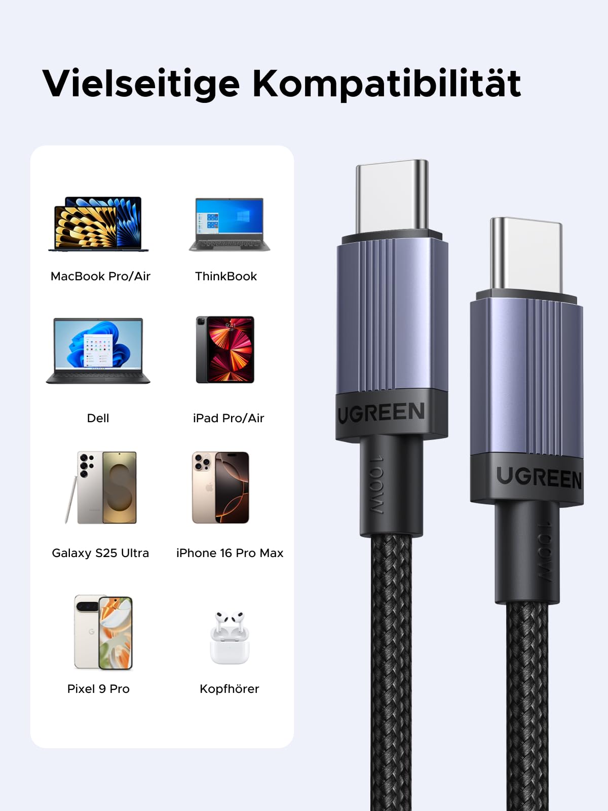 UGREEN 100W USB - C Cable PD 3.0 with E - Marker Chip - UGREEN EU