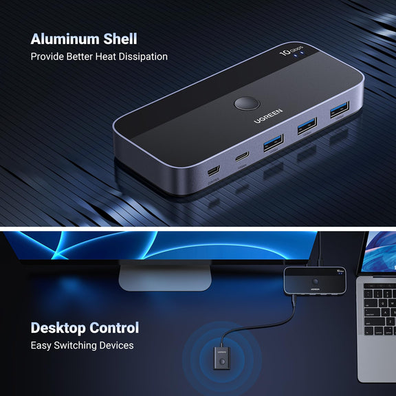 UGREEN 10Gbps USB C Switch 2 Computers Share 4 USB 3.2 Ports | UGREEN EU