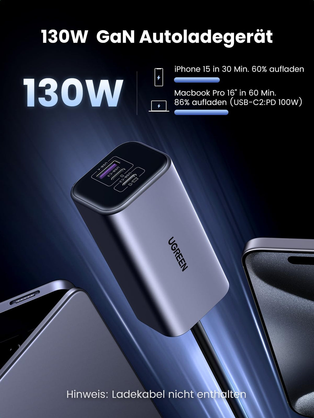 UGREEN 130W 4 - Port GaN Car Charger - UGREEN EU