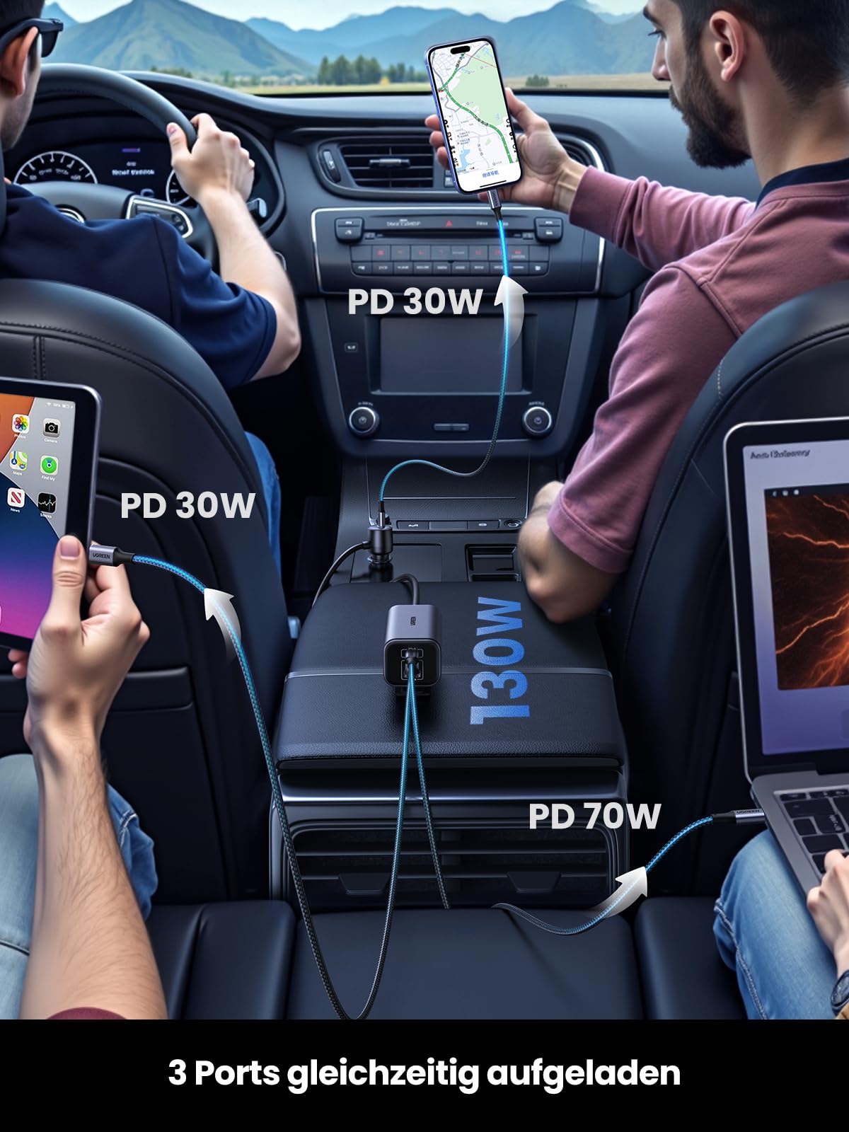 UGREEN 130W 4 - Port GaN Car Charger - UGREEN EU