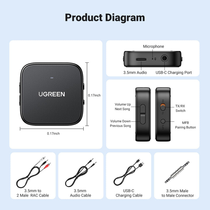 UGREEN 2 - IN - 1 Bluetooth 5.2 Aux Adapter - UGREEN EU