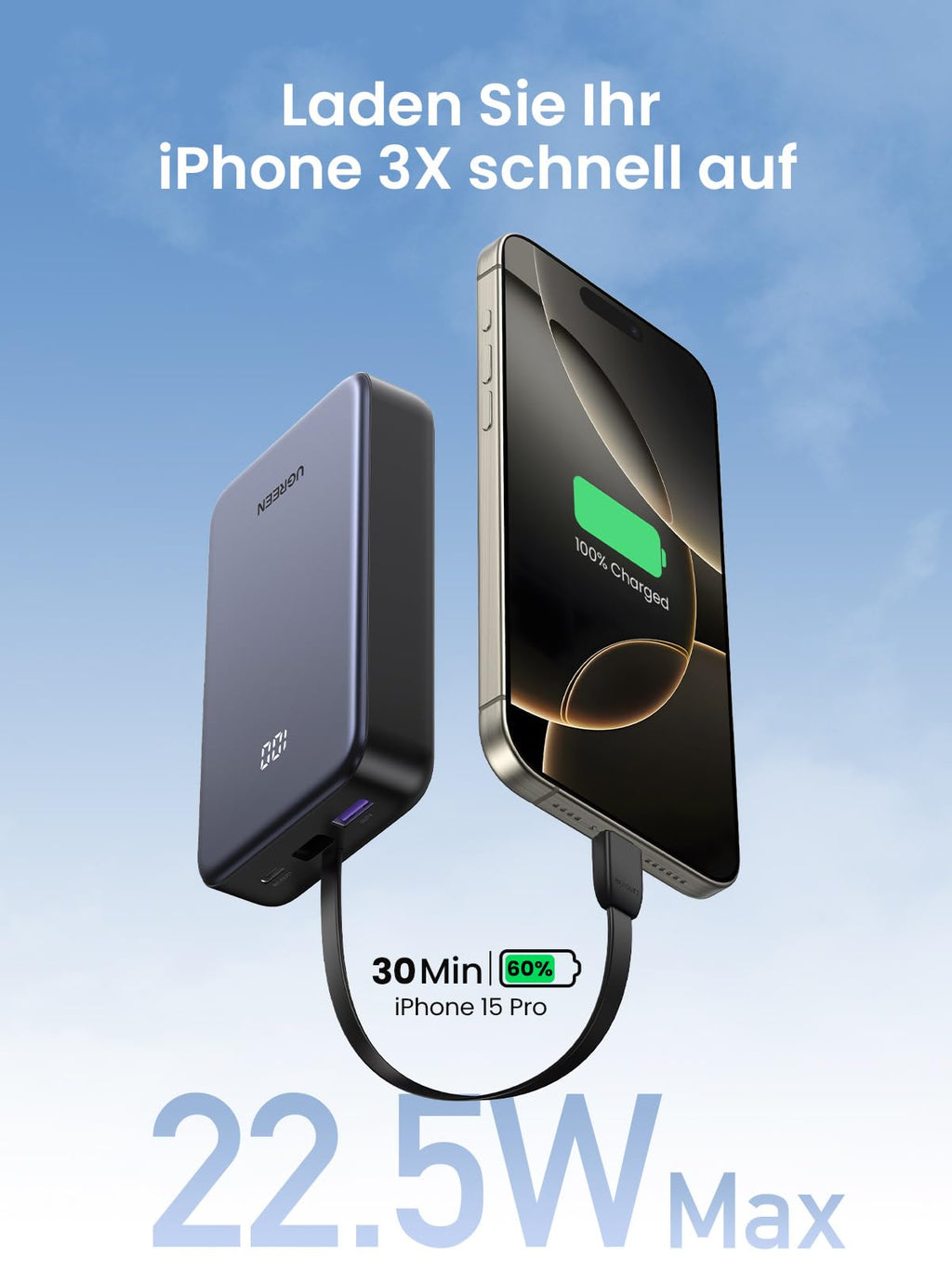 UGREEN 20000mAh 22.5W Power Bank with USB - C Cable - UGREEN EU