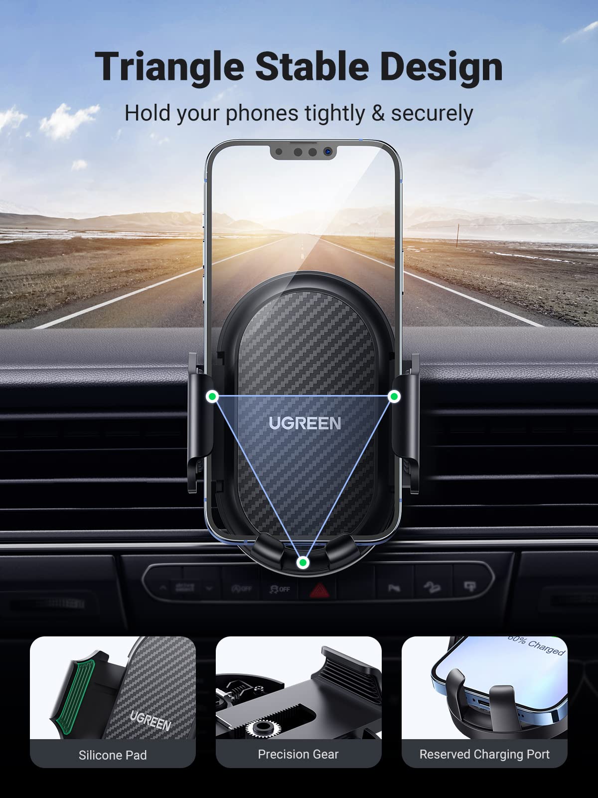 UGREEN 360° Car Phone Holder – Air Vent Mount for iPhone 14/S23 - UGREEN EU