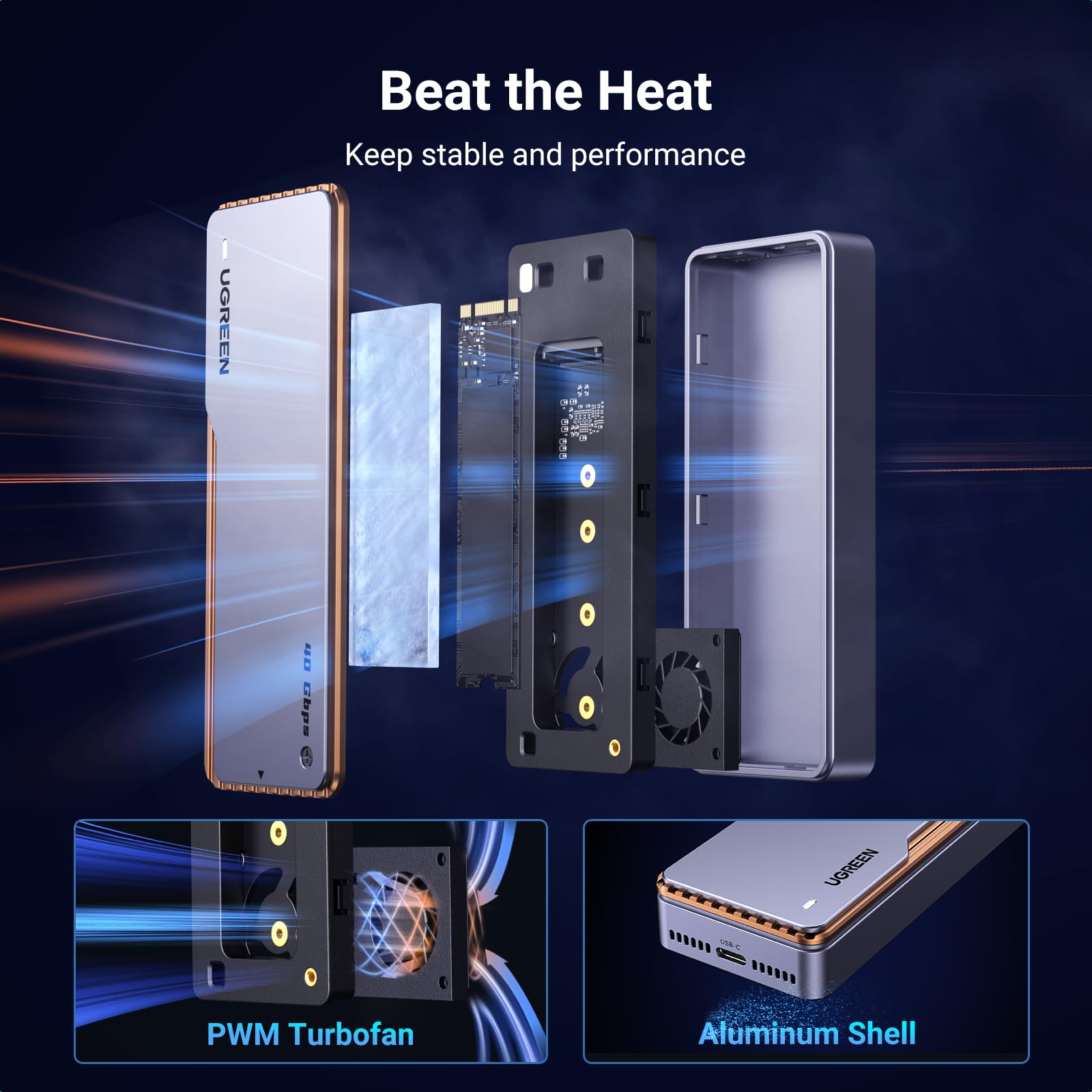 UGREEN 40Gbps M.2 NVMe Enclosure with Cooling Fan - UGREEN EU