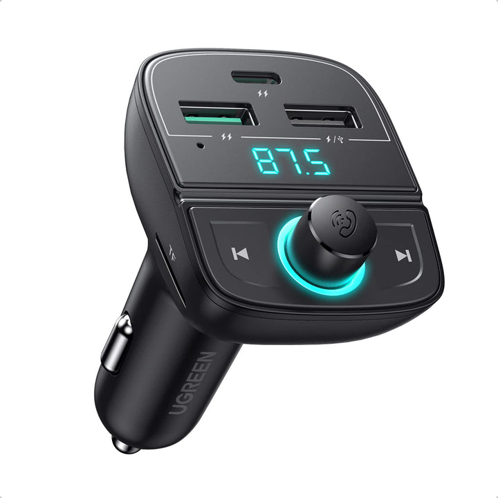 UGREEN Car Bluetooth Adapter - Bluetooth FM Transmitter for Car PD/QC 3.0 Car Charger for iPhone 15/14/13/11, Support Hand - Free Calling/MP3 Audio Playing/TF&USB Driver/Car Voltage Display - UGREEN EU