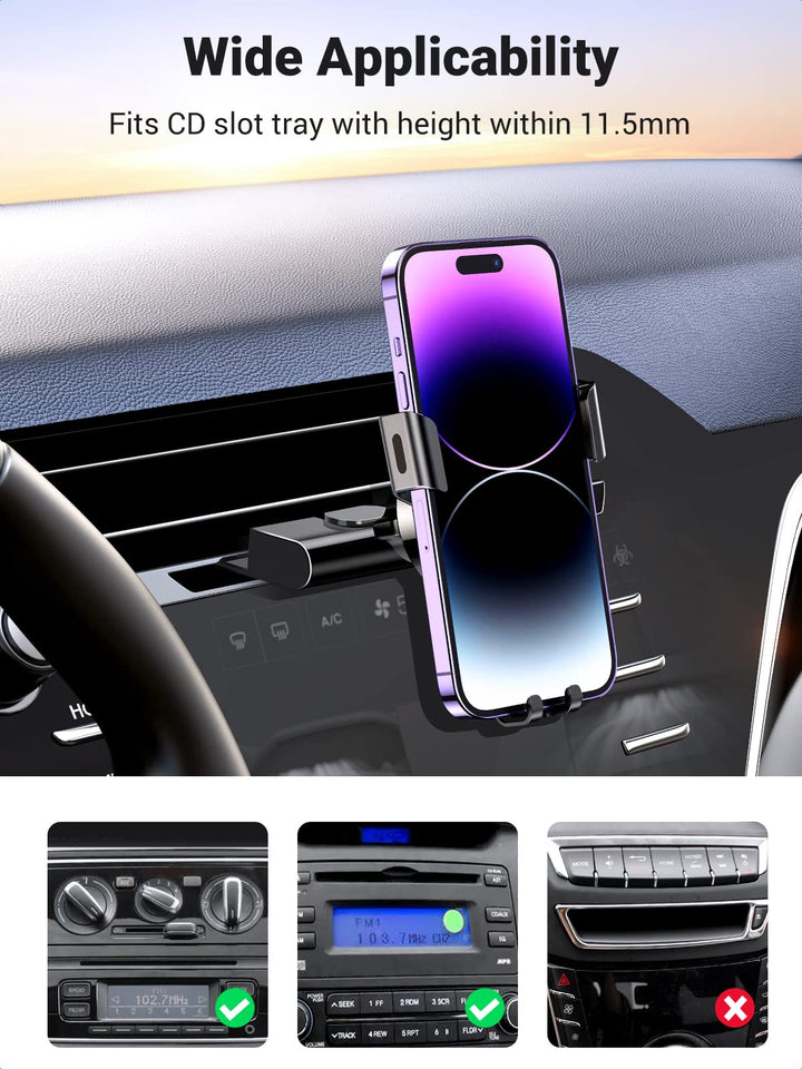 UGREEN Car Phone Mount CD Slot Gravity Car Phone Holder Free Angle Rotation - UGREEN EU