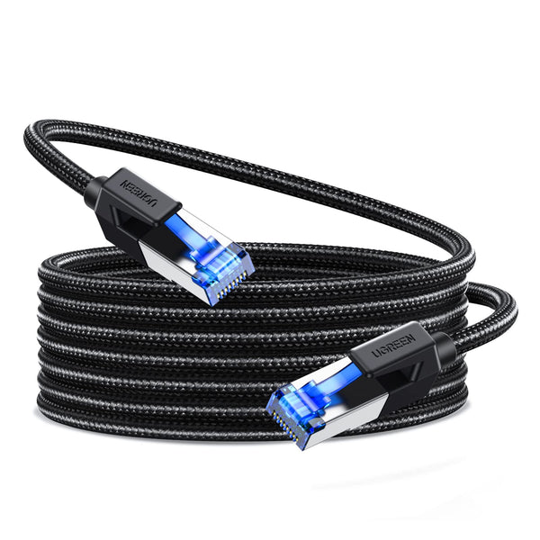 UGREEN Cat 8 Ethernet Cable 30FT, High Speed Braided 40Gbps 2000Mhz Network Cord Cat8 RJ45 Shielded Indoor Heavy Duty LAN Cables Compatible for Gaming PC PS5 PS4 PS3 Xbox Modem Router 30FT - UGREEN EU