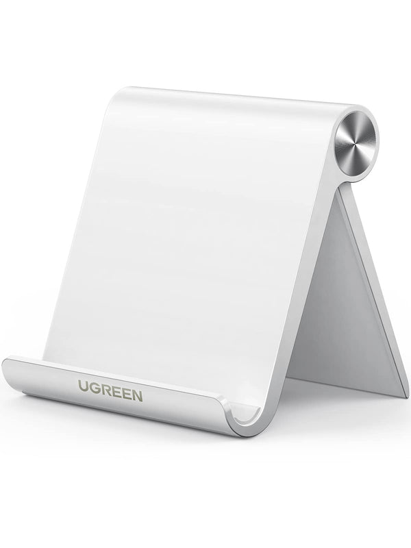 UGREEN Cell Phone Stand for Desk Phone Holder Foldable Portable Adjustable Compatible with iPhone 15 14 13 Pro Max, iPhone 12 11 Plus SE XS XR 8 7, Office Desk Travel Accessories, White - UGREEN EU