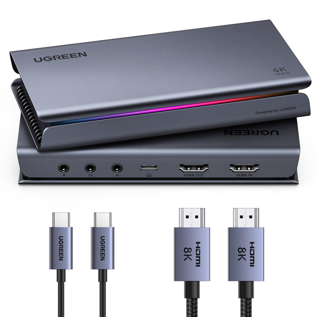UGREEN HDMI 2.1 Video Capture Card 4K 144Hz USB 3.2 Gen 2, Capture for Streaming and Recording 4K 144Hz, Loop Output, Compatible with Switch 2, Xbox, PS5, PC, OBS, XSplit - UGREEN EU