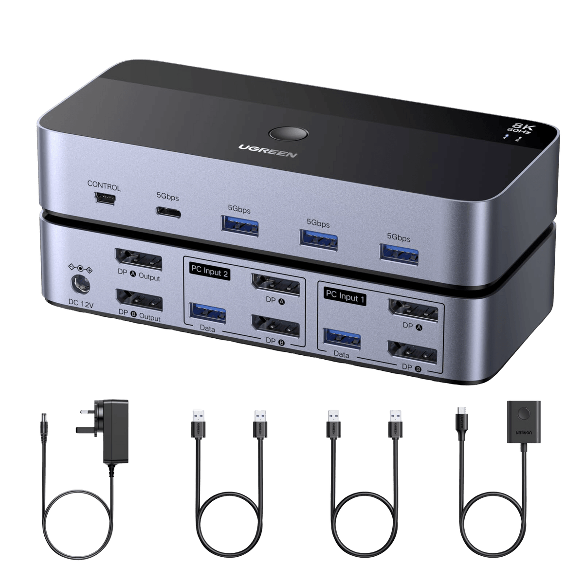 UGREEN KVM Switch (2 Computers, 2 Monitors, 8K@60Hz)