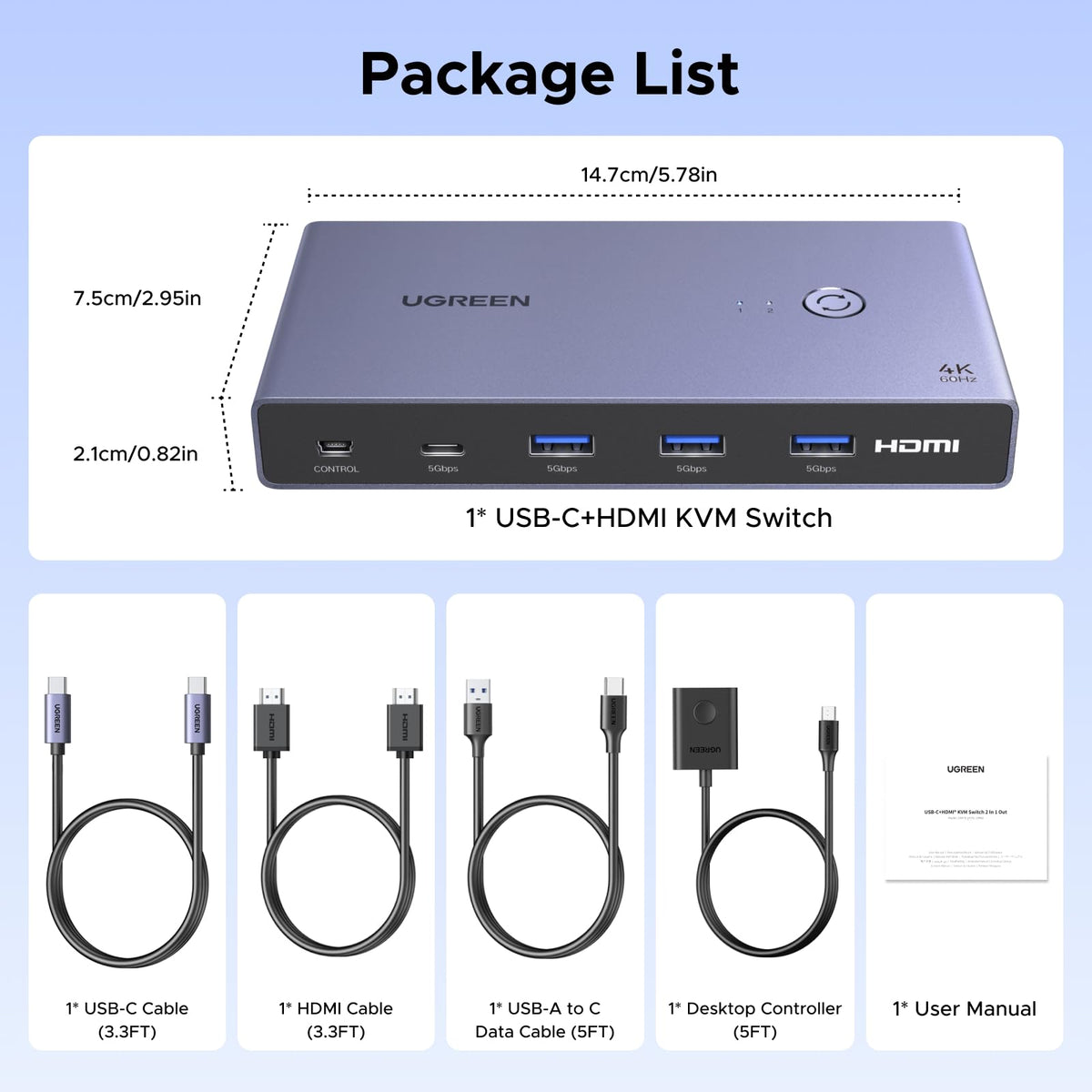 UGREEN KVM Switch (2 PCs, 4K@60Hz, 5Gbps) | UGREEN EU