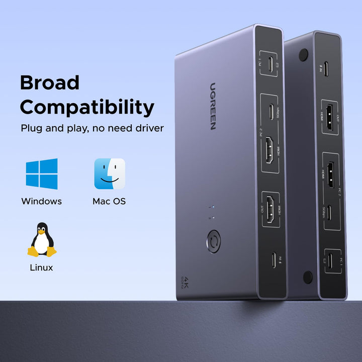 UGREEN KVM Switch (2 PCs, 4K@60Hz, 5Gbps) - UGREEN EU