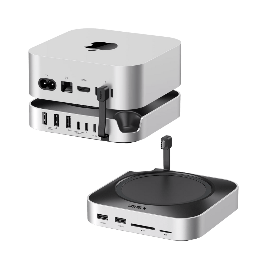 UGREEN Mac Mini M4 Dock – DisplayPort 4K@240Hz – 10 Gbps USB-A/C – M.2 NVMe SSD Sleuf – SD/TF Lezer – 3,5 Mm Audio – Geschikt Voor M4 En M4 Pro