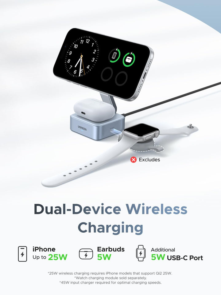 UGREEN MagFlow 2 - in - 1 Magnetic Wireless Charger (Qi2 25W, MagSafe - Compatible) - UGREEN EU