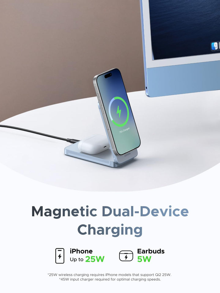 UGREEN MagFlow 2 - in - 1 Magnetic Wireless Charger (Qi2 25W, MagSafe - compatible) - UGREEN EU