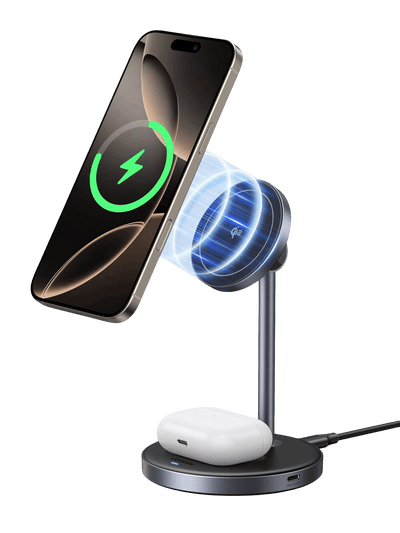 UGREEN MagFlow 2-in-1 Wireless Charger (Qi2 15W, MagSafe Compatible)