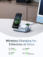 UGREEN MagFlow 3 - in - 1 Magnetic Wireless Desktop Charger (Qi2 25W, MagSafe - Compatible) - UGREEN EU