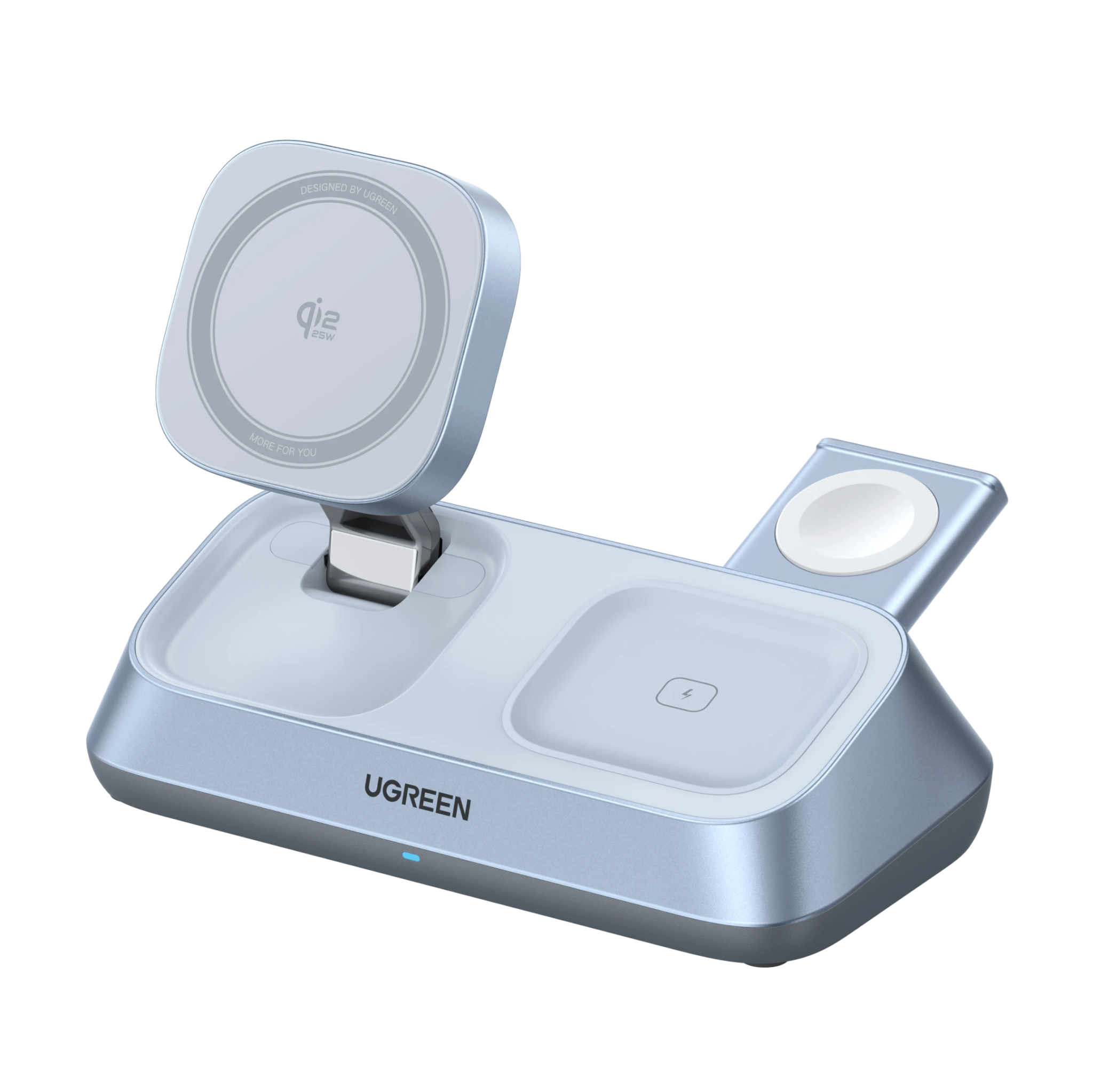 UGREEN MagFlow 3-in-1 Magnetic Wireless Desktop Charger (Qi2 25W, MagSafe-Compatible)
