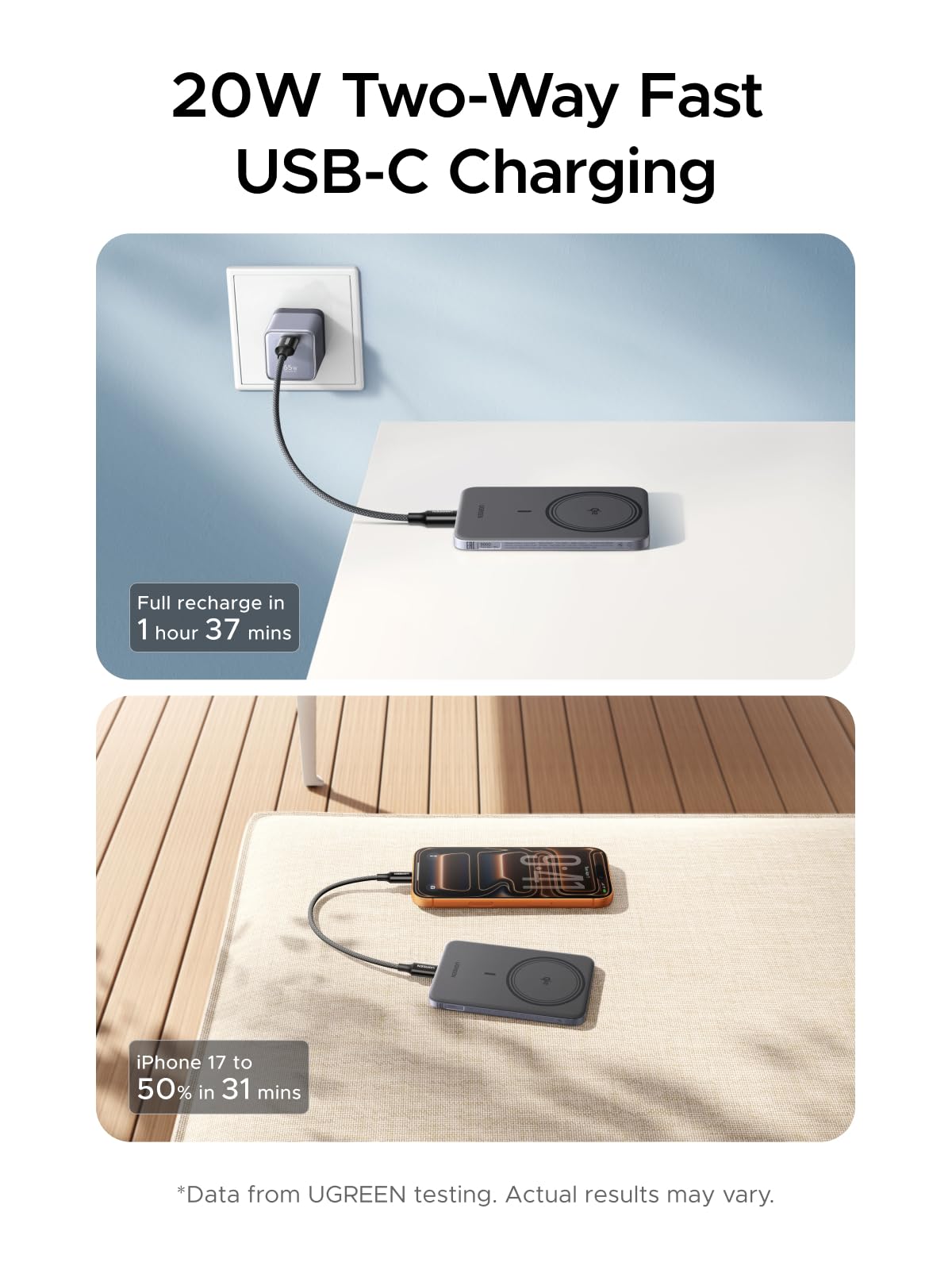 UGREEN MagFlow Air Magnetic Power Bank (5000mAh, Qi2 15W) - UGREEN EU