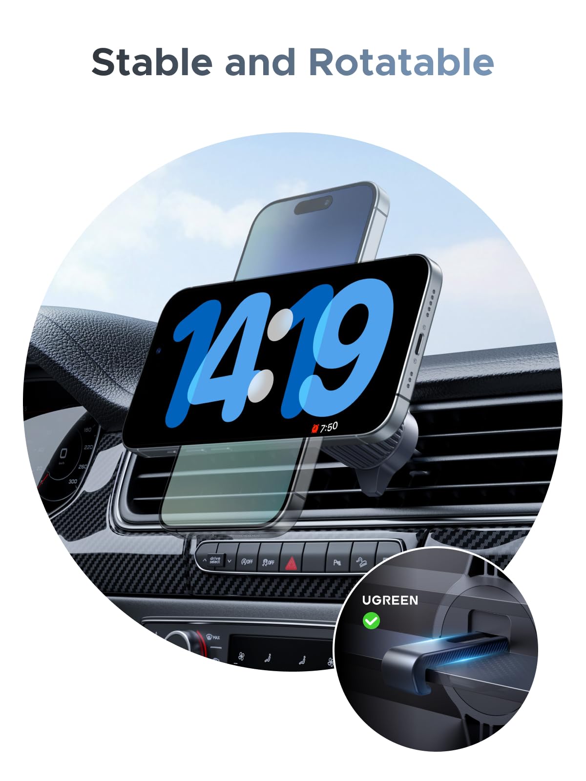 UGREEN MagFlow Magnetic Wireless Car Charger 25W (MagSafe compatible) - UGREEN EU